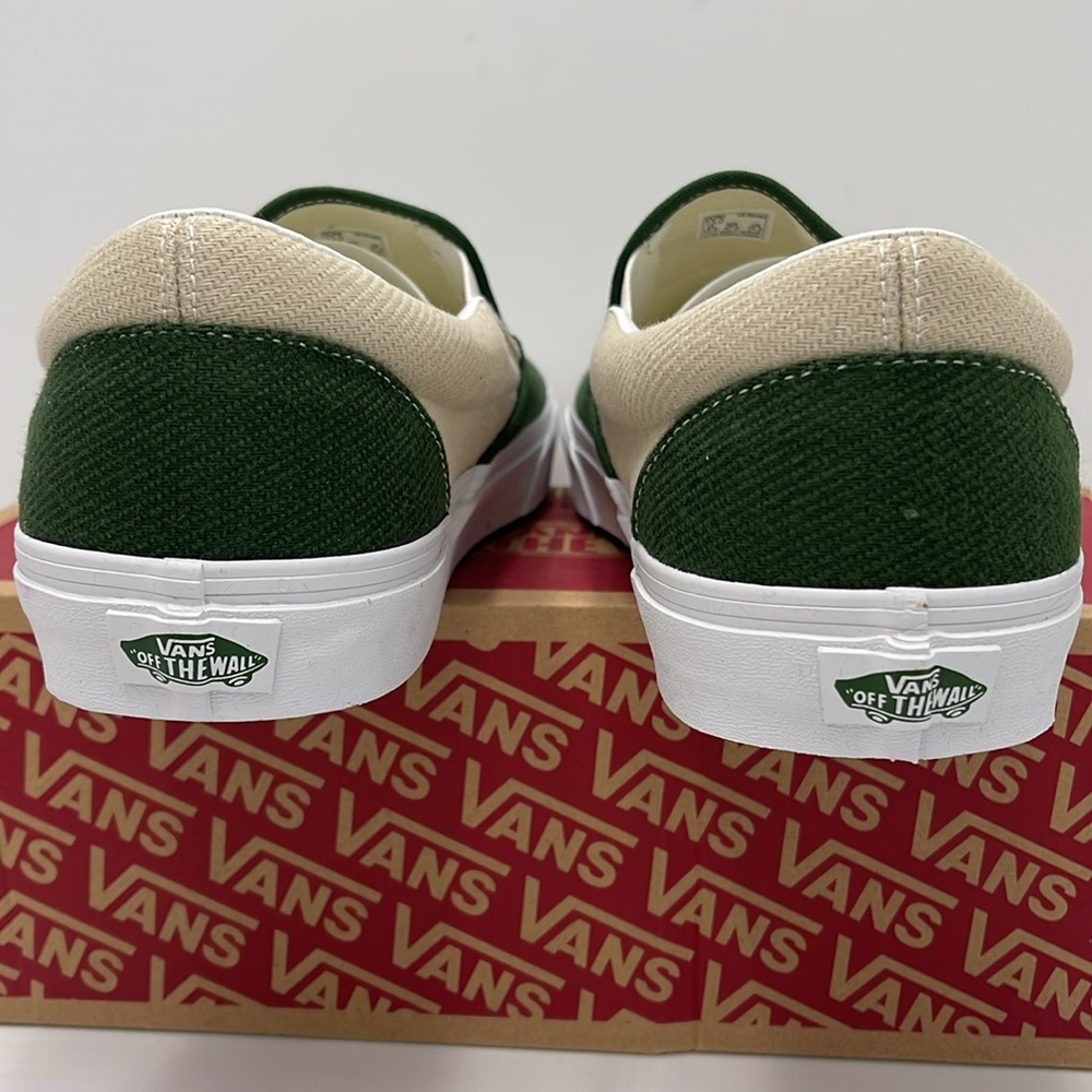 Vans Men’s Green and Cream Slip-On Sneakers 
Twill Turtledove/Green VN0A5JLXCOB - Picture 13 of 16